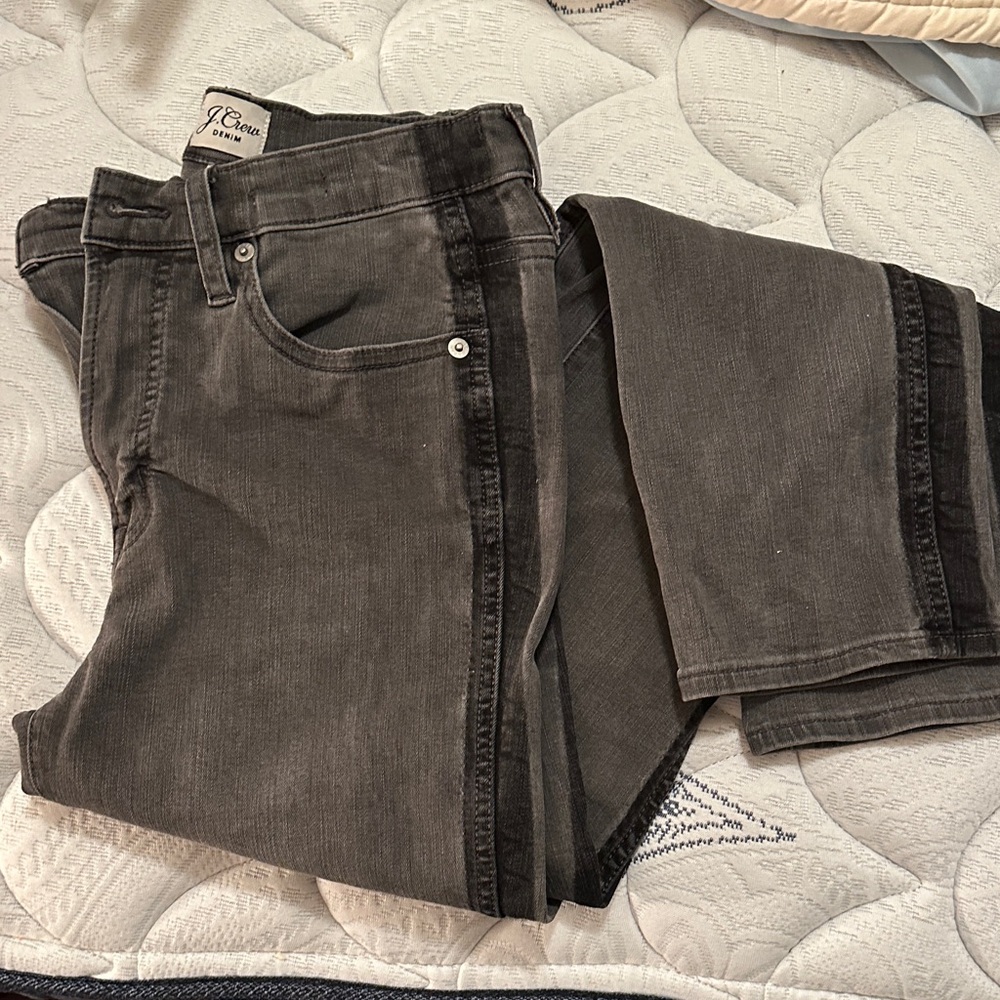 J. Crew Charcoal Pants with Dark Side Stripes Stretchy Vintage Straight 26
